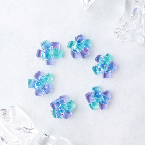小)ガラスの紫陽花寒天ピアス イヤリング 和菓子 紫陽花 夏 ガラス