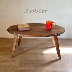 英国風 楕円 丸テーブルA サイズオーダ可 サイドテーブル カフェテーブル イギリス アンティーク 家具 ダイニング可能 1枚目の画像