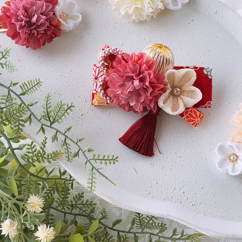 和風リボンの髪飾りセット【#赤1】』3歳 7歳 七五三 ひな祭り 誕生日