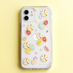 飴　キャンディー　日本模様 クリア iPhoneケース【受注制作】アイフォンケース　スマホケース 1枚目の画像