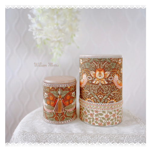ウィリアムモリス 蓋付きブリキ缶 フリーボックス・小物入れ アトリエ