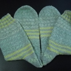 手編みの靴下　コットンと竹繊維を含んだ糸で編んだ靴下（女性用 e） 6枚目の画像