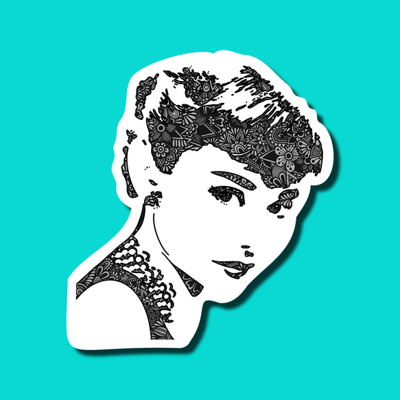 オリジナルステッカー(オードリー・ヘップバーン) イラスト GEBC craft