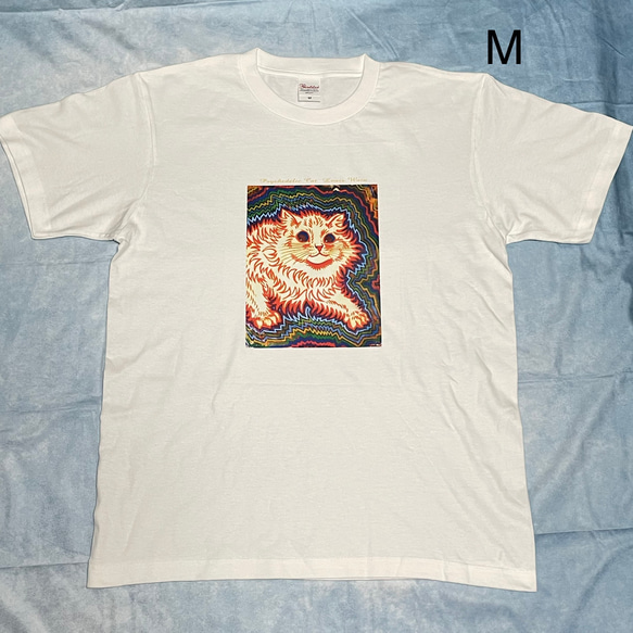 ルイス・ウェイン　サイケデリック・キャット　綿Tシャツ白　SML有り 3枚目の画像