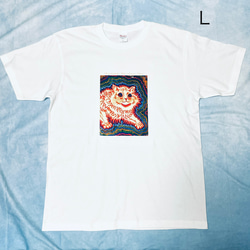 ルイス・ウェイン　サイケデリック・キャット　綿Tシャツ白　SML有り 1枚目の画像