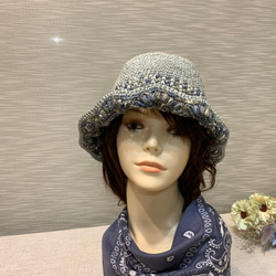 編織漁夫帽-夏/日本材質短版輕便漁夫帽。薄荷潑墨色/遮陽帽 第1張的照片