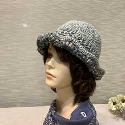 編織漁夫帽-夏/日本材質短版輕便漁夫帽。薄荷潑墨色/遮陽帽 第5張的照片