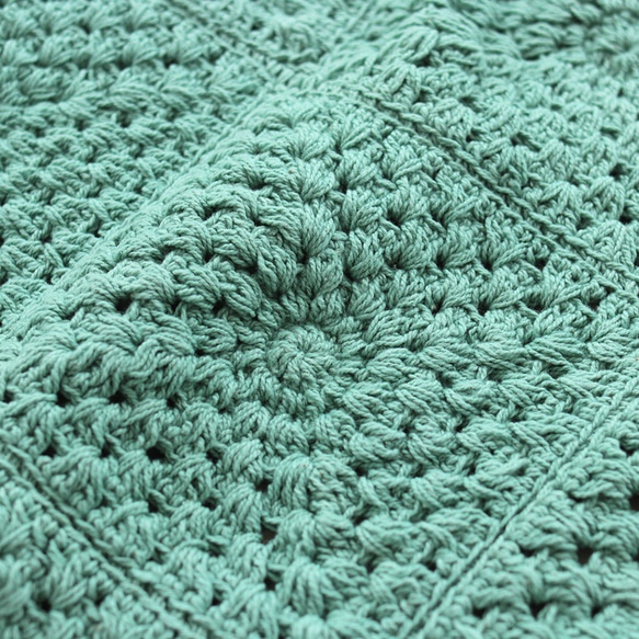 オールシーズン使える！コットンクロシェニット 大きなトートバッグ 内布付きで便利さ倍増 （ミントグリーン) 14枚目の画像