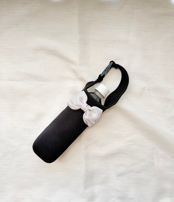 送料無料》大人気！ライトグレーラインストーンリボン付き水筒カバー