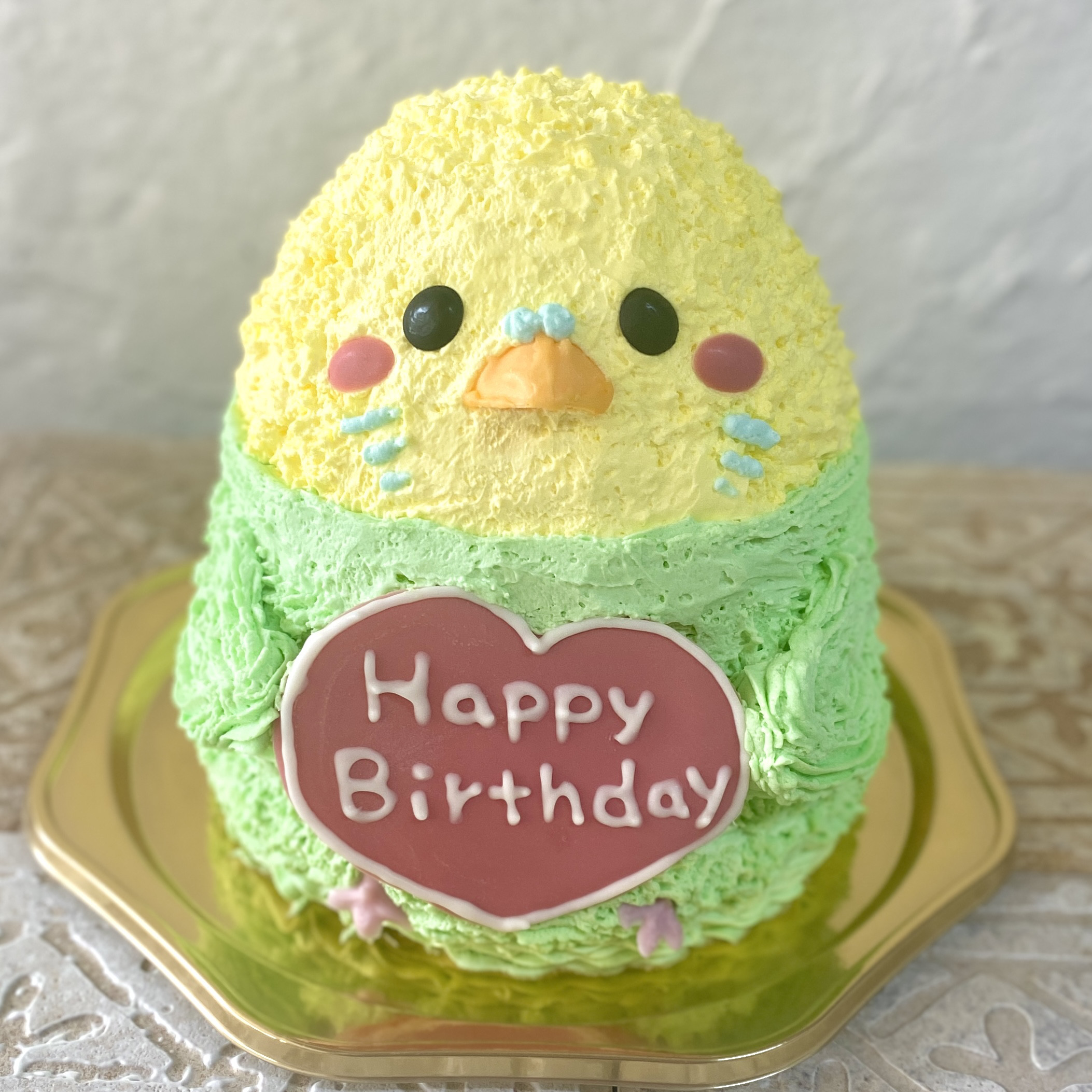 セキセイインコ(グリーン)の立体ケーキ　誕生日　ケーキ　[ご希望のお受取り日・時間帯をご指定下さい]