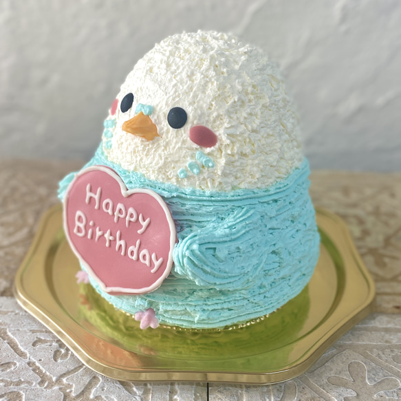 セキセイインコ(ブルー)の立体ケーキ　誕生日　[ご希望のお届け日・時間帯をご指定ください] 2枚目の画像