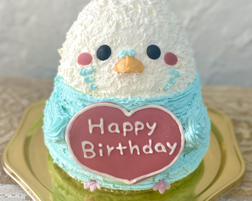 セキセイインコ(ブルー)の立体ケーキ 誕生日 [ご希望のお受取り日