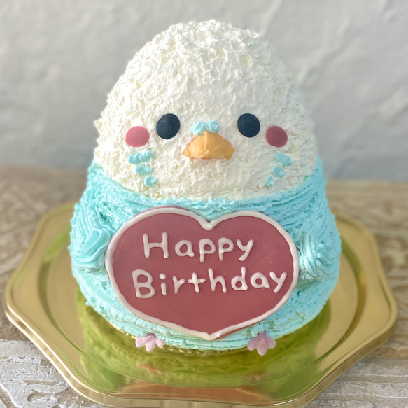 セキセイインコ(ブルー)の立体ケーキ　誕生日　[ご希望のお届け日・時間帯をご指定ください] 1枚目の画像