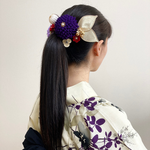 つまみ細工髪飾り 紫 和装 着物 振袖 袴 色打掛 成人式 卒業式 結婚式