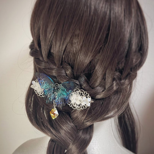 ゆうゆさん専用♡Butterfly バレッタ 在庫限り】立体蝶々のバレッタ（蒼/紫陽花) バレッタ ありあけ