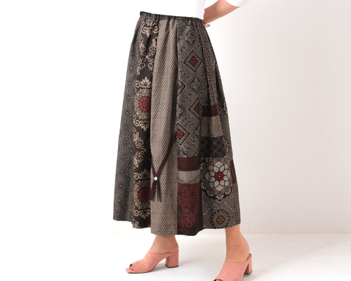 昭和レトロ大正龍郷時代大島パッチワークスカート 昭和レトロ大正龍郷時代大島パッチワークスカート アンティーク