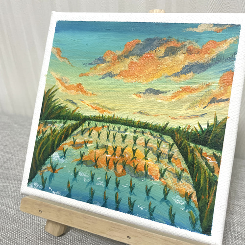 アクリルアート アートパネル ミニキャンバスアート 田んぼ 風景画