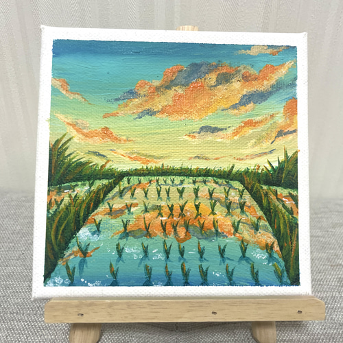 アクリルアート アートパネル ミニキャンバスアート 田んぼ 風景