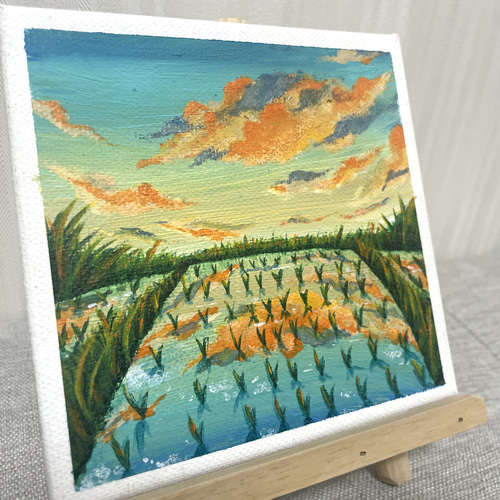 アクリルアート アートパネル ミニキャンバスアート 田んぼ 風景