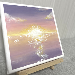 アクリルアート アートパネル　風景画　ミニキャンバスアート　サンセットビーチ　海岸　サンセット　夕暮れ 4枚目の画像