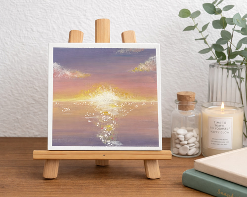 サンセットのミニアート原画｜小さなインテリアアート｜キャンバス作品