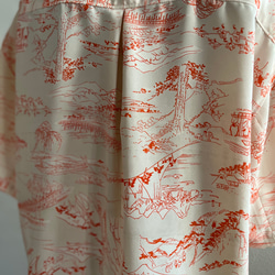 東海道五十三次図柄アロハ絹　100%アロハシャツ　着物リユースアロハ　　和製アロハ 16枚目の画像