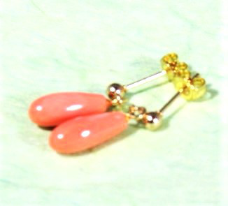 宝石珊瑚　さんご　アクセサリー・ジュエリ－　イヤリング・ノンホールピアス　cw－0441