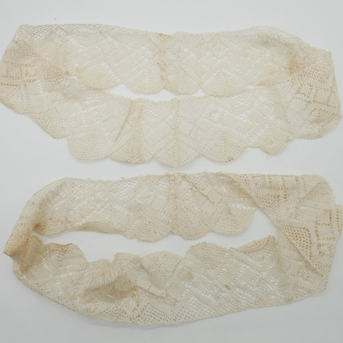 フランスアンティ―クハンドメイドボビンレースパーツ2点セット B
