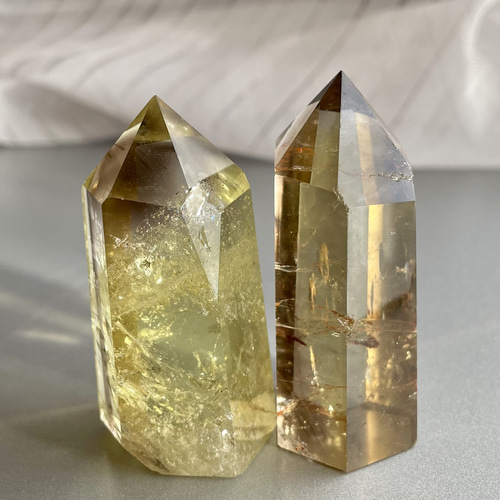 シトリン六角柱 レインボー ポイント 高品質黄水晶 お守 セット シトリン六角柱 レインボー ポイント 高品質黄水晶 お守 セット