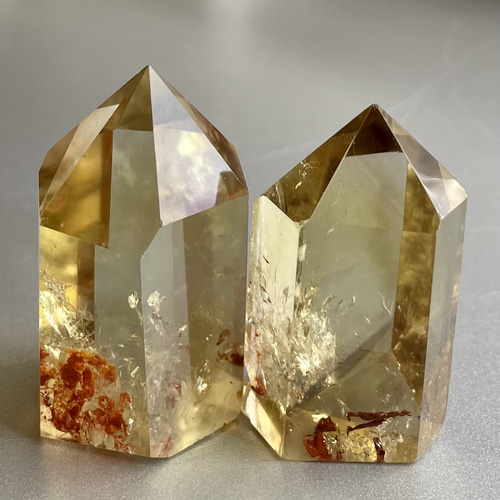 シトリン六角柱 レインボー ポイント 高品質黄水晶 お守 セット シトリン六角柱 レインボー ポイント 高品質黄水晶 お守 セット