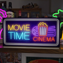 【Lサイズ】映画の時間 映画 シネマ ムービー シネコン 洋画 邦画 サイン ランプ 看板 置物 雑貨 ライトBOX 1枚目の画像