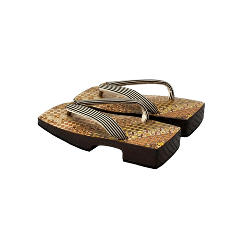 男性 寄木細工表 焼桐右近下駄 筋鼻緒 サイズ： L寸 シューズ・靴