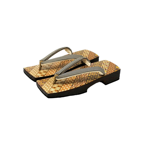 男性 寄木細工表 焼桐右近下駄 筋鼻緒 サイズ： L寸 シューズ・靴