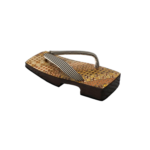 男性 寄木細工表 焼桐右近下駄 筋鼻緒 サイズ： L寸 シューズ・靴