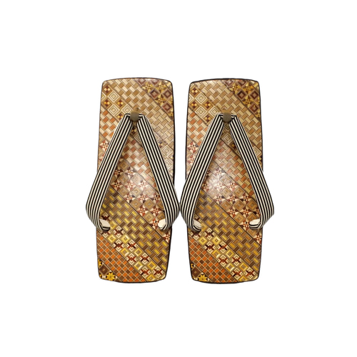 男性 寄木細工表 焼桐右近下駄 筋鼻緒 サイズ： L寸 シューズ・靴