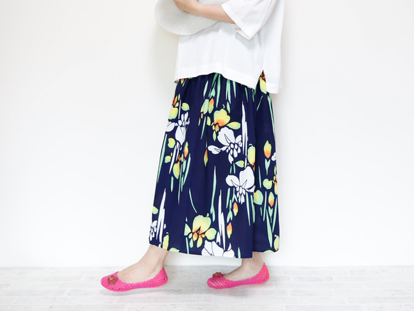 OKINAWA SKIRT LONG -upcycled from unused summer KIMONO 第12張的照片