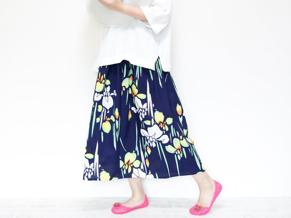 OKINAWA SKIRT LONG -upcycled from unused summer KIMONO 第10張的照片