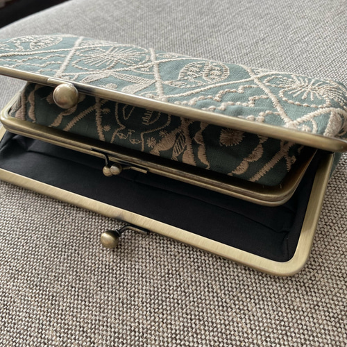 親子がま口長財布【ミナペルホネン：symphony_dark green】※受注