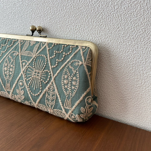 ∞【blue】長財布 ミナペルホネン symphony 親子がま口 タバコ