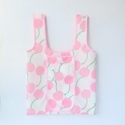 エコバッグ　レジ袋タイプ（さくらんぼ柄　ピンク）大和比鞄®ブランド 3枚目の画像