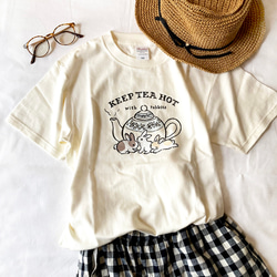 【５月中旬発送】Rabbit Tea  Tシャツ（クリーム）｜うさぎ〔動物シリーズ〕 3枚目の画像