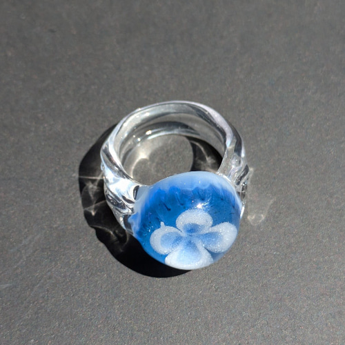 14号再販 みずくらげ風リング ガラスの指輪 指輪・リング Glass