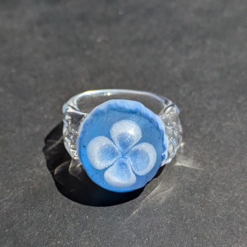 14号再販 みずくらげ風リング ガラスの指輪 指輪・リング Glass Art