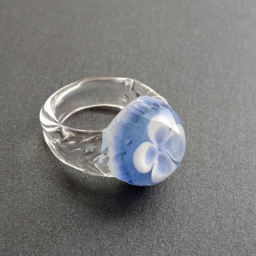 14号再販 みずくらげ風リング ガラスの指輪 指輪・リング Glass Art