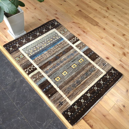 天然無染ラグガゼニラハットランナー200×64 ブラウングラデーション