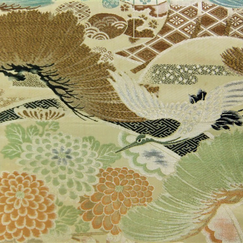 買取り実績  16)1637】190cm/昭和初期の丸帯からリメイク/飛鶴文/テーブル 絵画