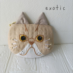【受注制作】お洒落猫ポーチbaby　エキゾチック（ミルクティー） 5枚目の画像