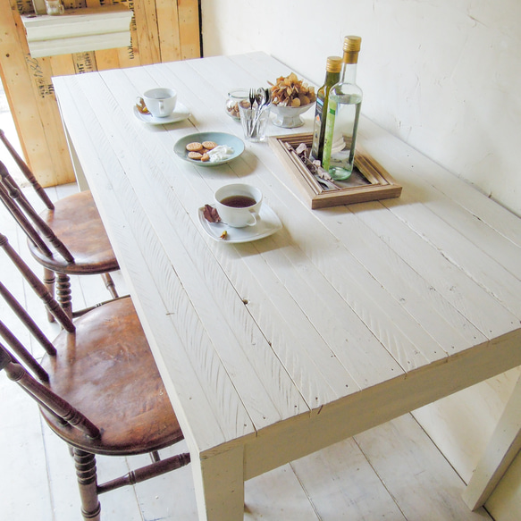 古材ダイニングテーブル  パレットテーブル ガーデンテーブル ジャンクアンークテーブル W1400×D700 店舗什器 5枚目の画像