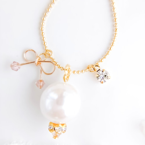 お手持ちのシュシュに♡ 上品 シュシュチャーム リボン ゆらゆら