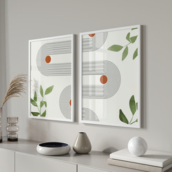 現代植物抽象繪畫/室內海報外國藝術 2 件套 / 5116 第2張的照片